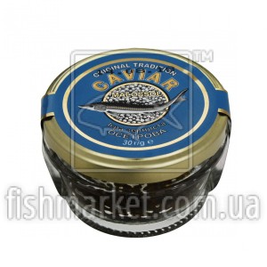 Черная икра зернистая осетра CAVIAR MALOSSOL, 30 г, стекло