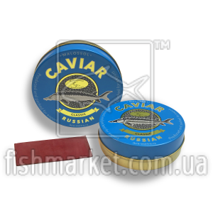 Банка жестяна для чорної ікри 100 грам. Caviar Malossol Classic (синя) Банка жестяна для чорної ікри 100 грам. Caviar Malossol Classic (синя)