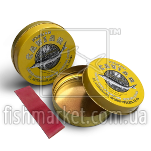 Банка жестяна для чорної ікри 250 грам. (Августовська) жовта